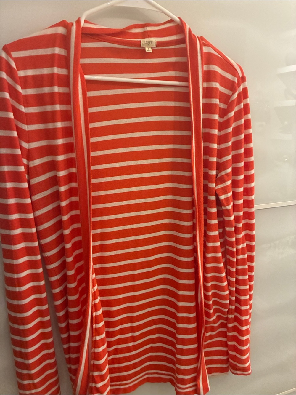 J. Crew  Red and White Striped Lightweight Top